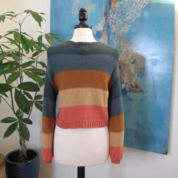 BILLABONG Retro Color Stripe Cropped Sweater - Picture 4 of 12